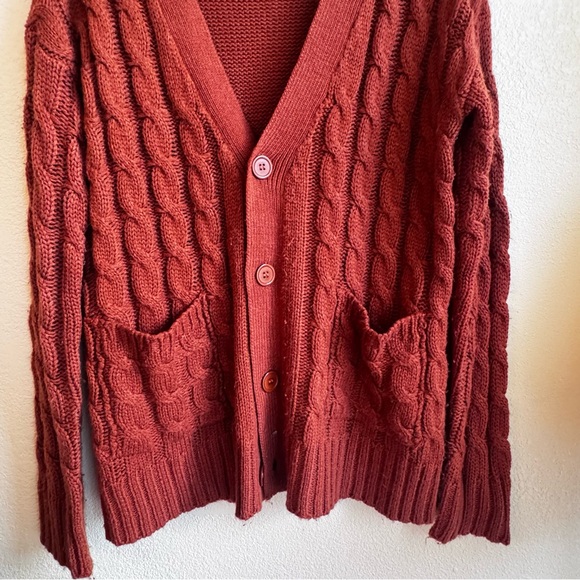 Brave Soul London Brick Orange Cable Knit Cardigan Sweater Sz: Small Cozycore - Picture 3 of 9
